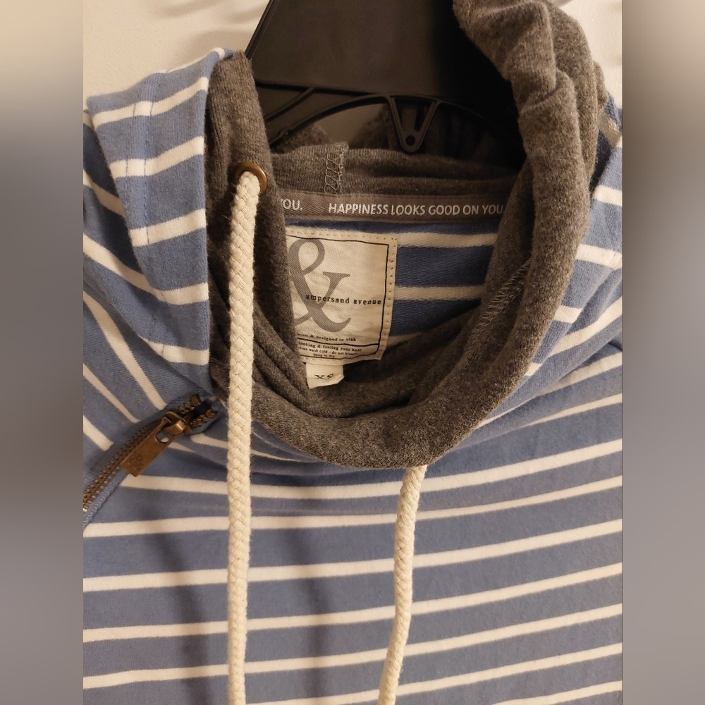 Sky Blue Striped Women's Hoodie - Picture 5 of 7